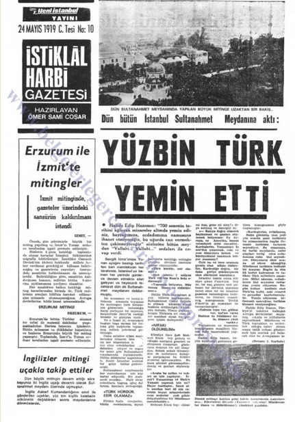 1919 Sultanahmet Mitinginden Görüntüler ve Gazete Manşetleri 12