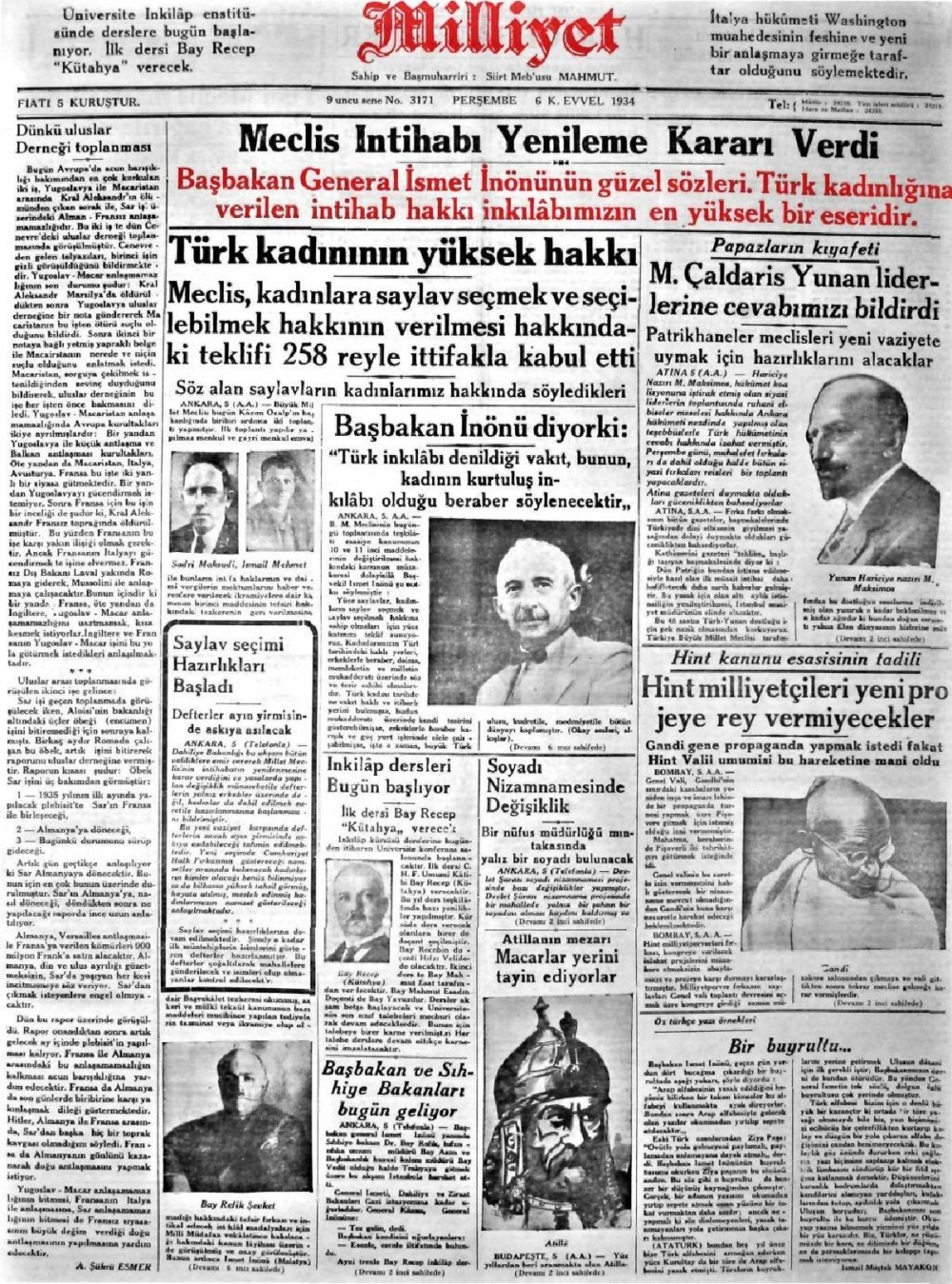 1919-1942 Yılları Arasında Yayımlanan Gazete Manşetleri 15