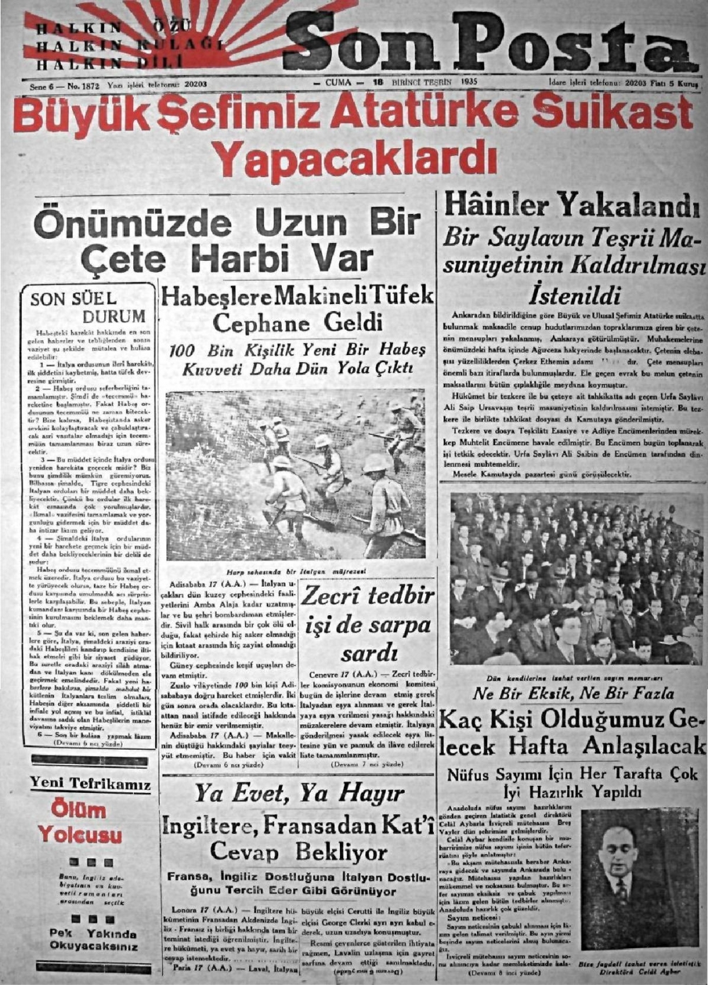 1919-1942 Yılları Arasında Yayımlanan Gazete Manşetleri 16