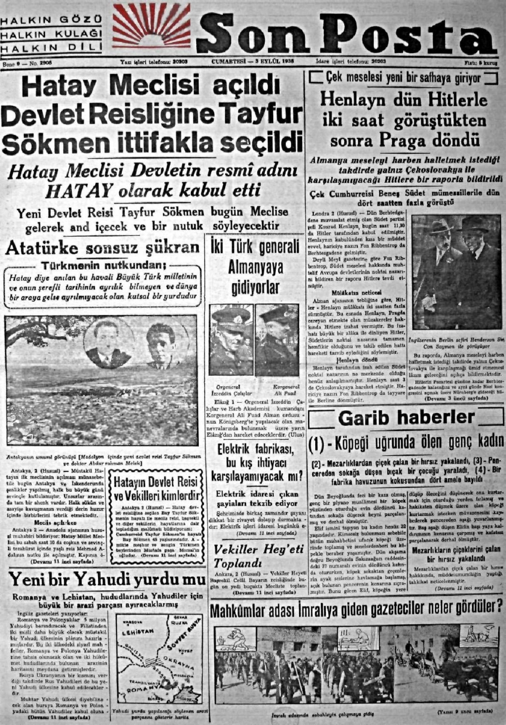 1919-1942 Yılları Arasında Yayımlanan Gazete Manşetleri 23