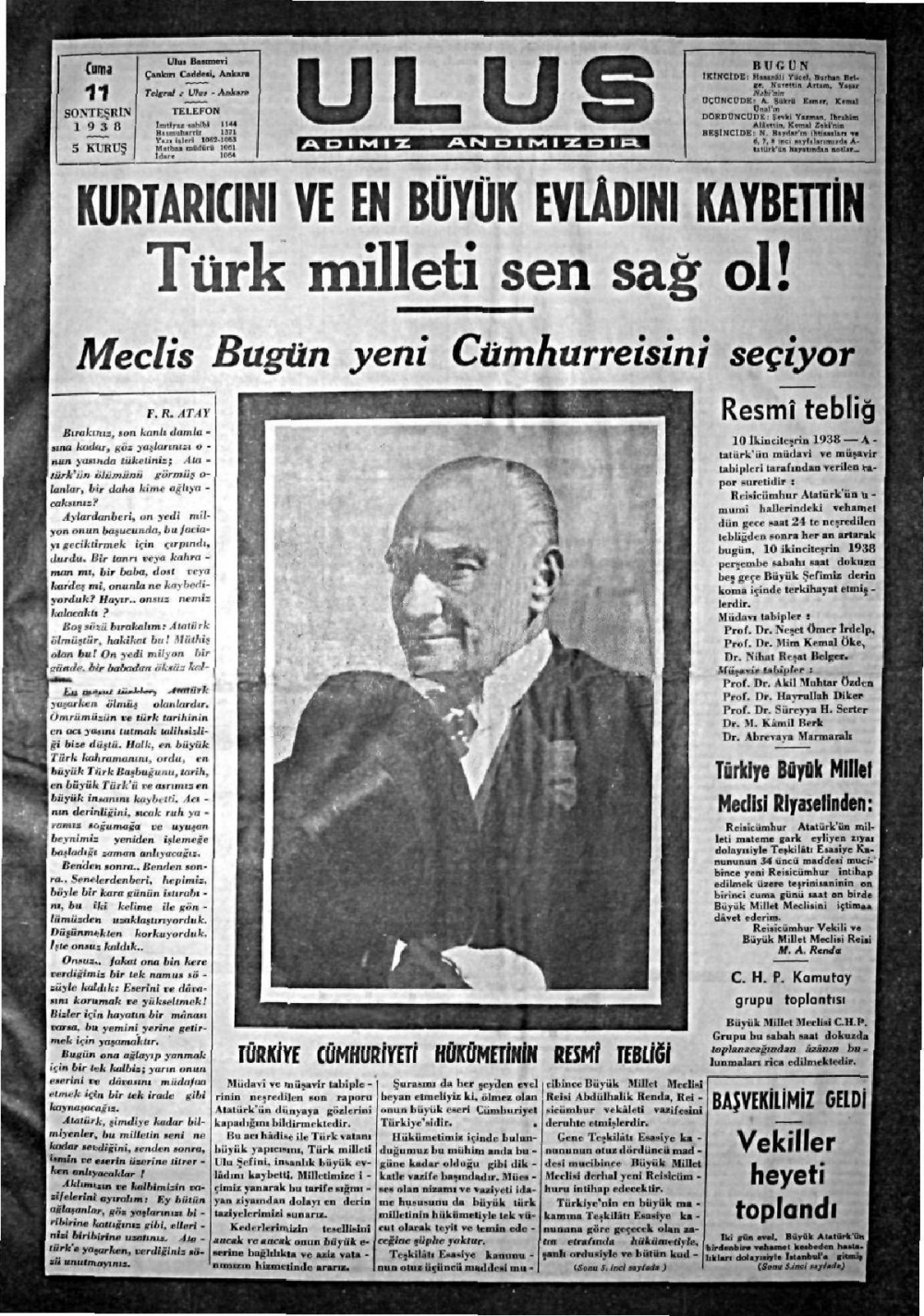 1919-1942 Yılları Arasında Yayımlanan Gazete Manşetleri 24
