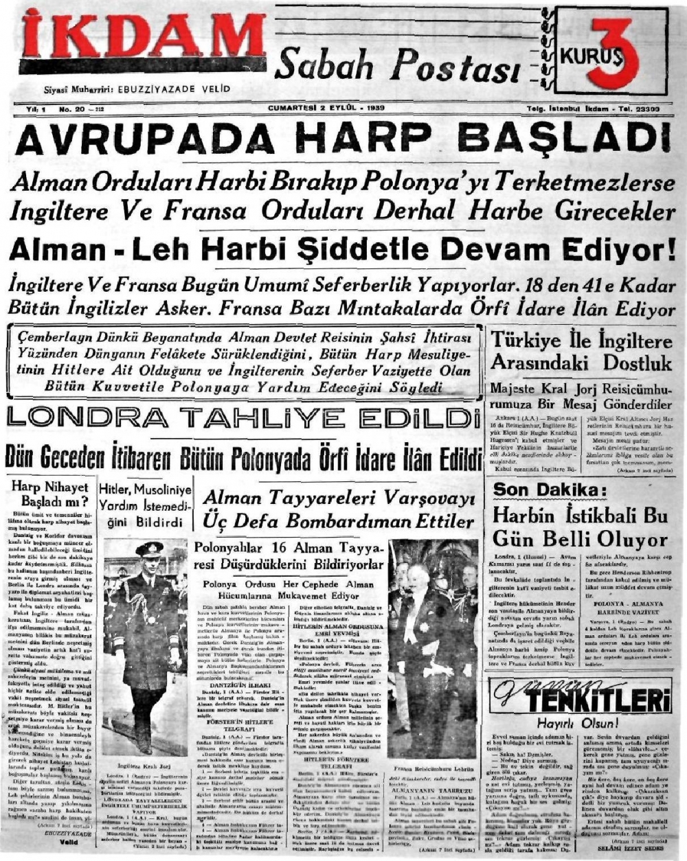 1919-1942 Yılları Arasında Yayımlanan Gazete Manşetleri 29