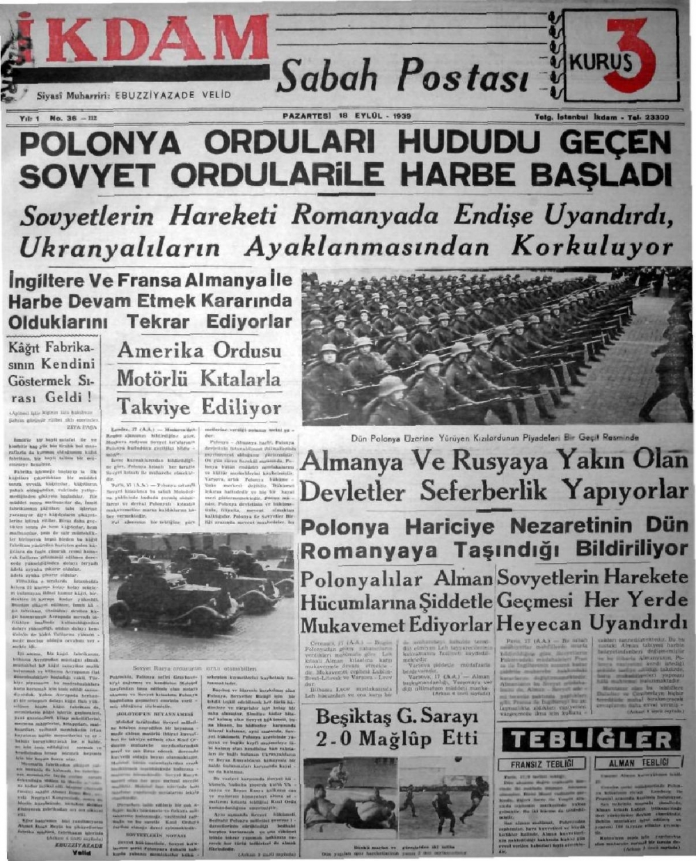 1919-1942 Yılları Arasında Yayımlanan Gazete Manşetleri 30