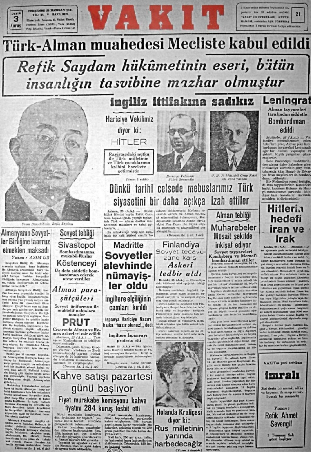 1919-1942 Yılları Arasında Yayımlanan Gazete Manşetleri 35