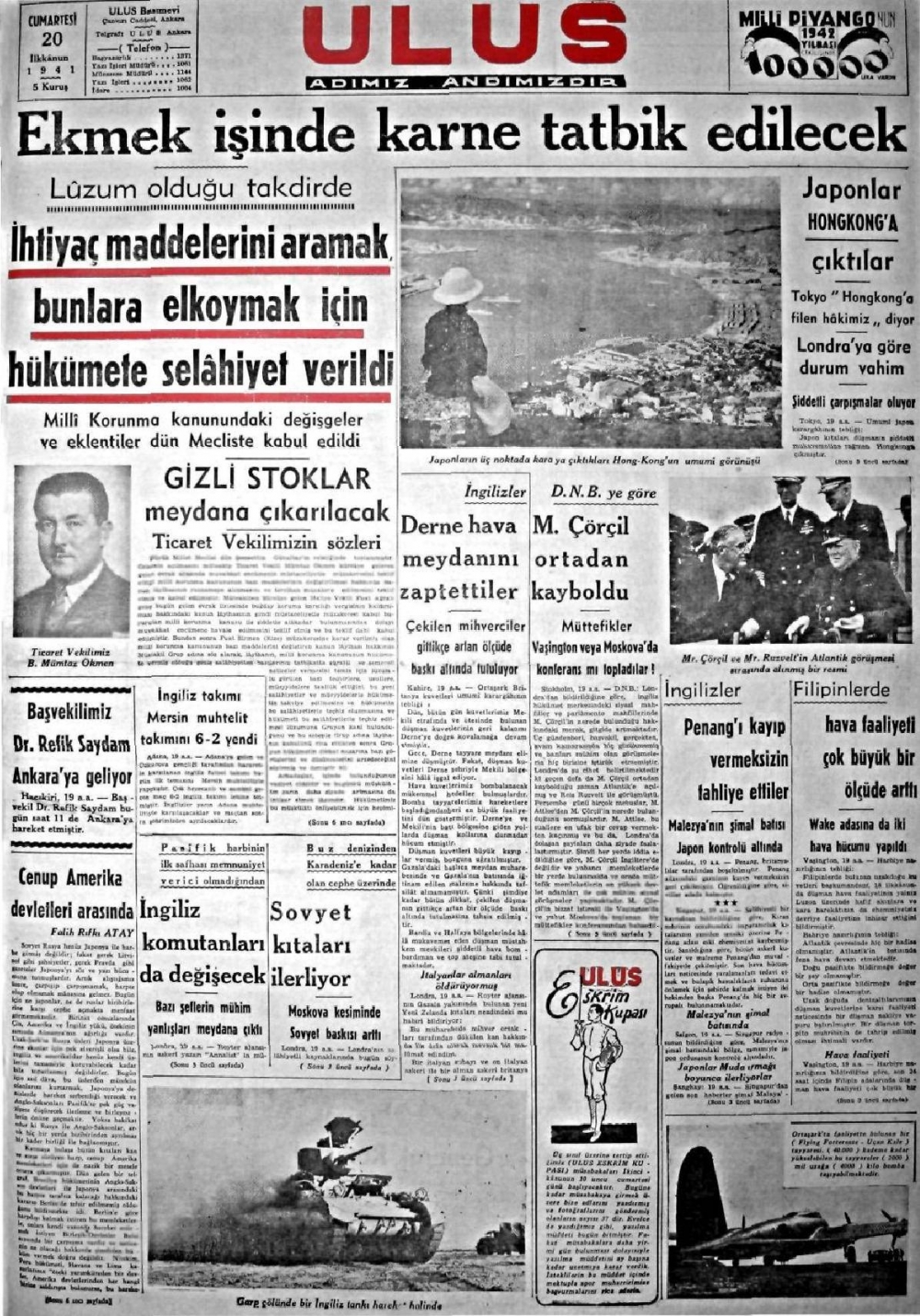 1919-1942 Yılları Arasında Yayımlanan Gazete Manşetleri 36