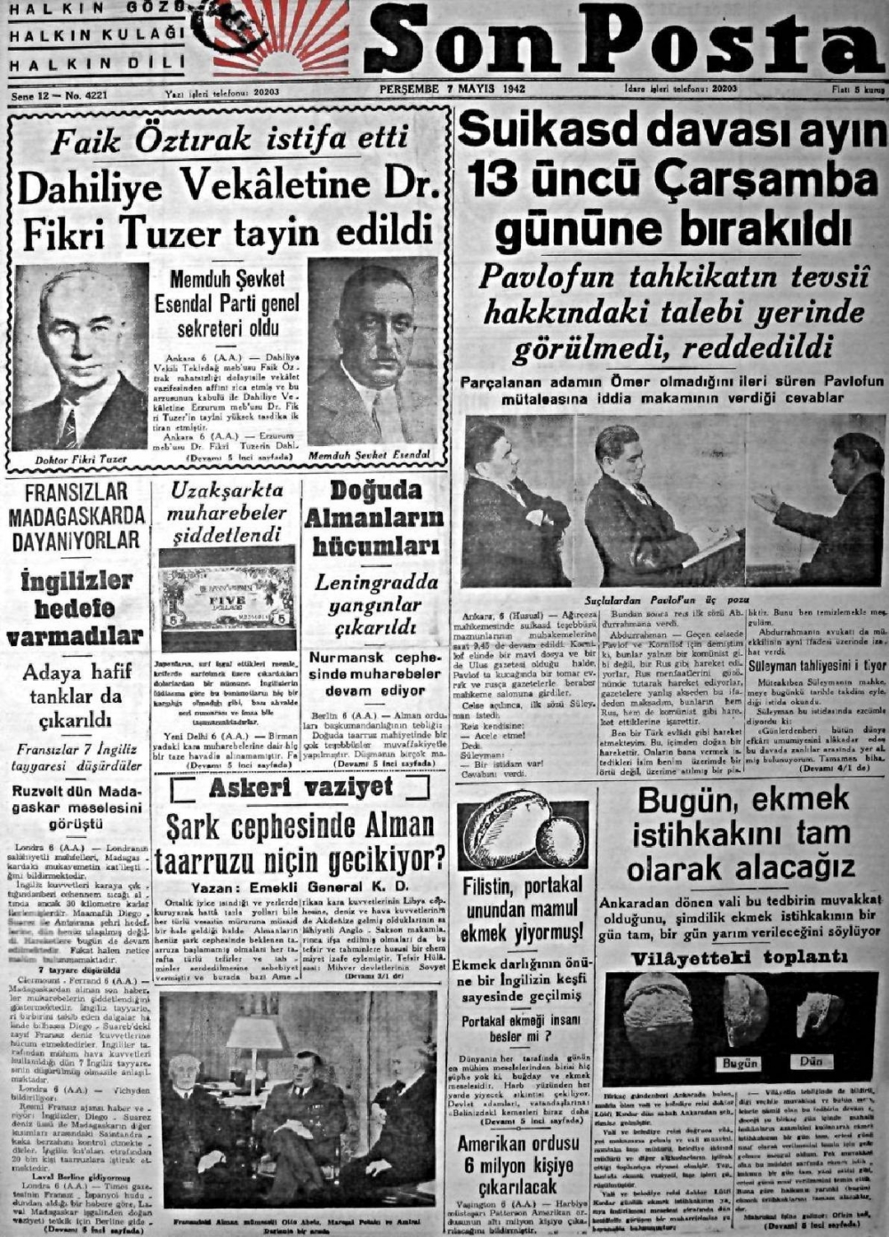 1919-1942 Yılları Arasında Yayımlanan Gazete Manşetleri 37