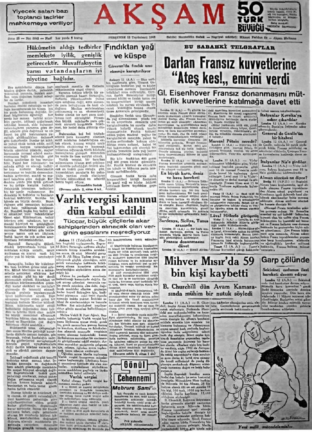1919-1942 Yılları Arasında Yayımlanan Gazete Manşetleri 38