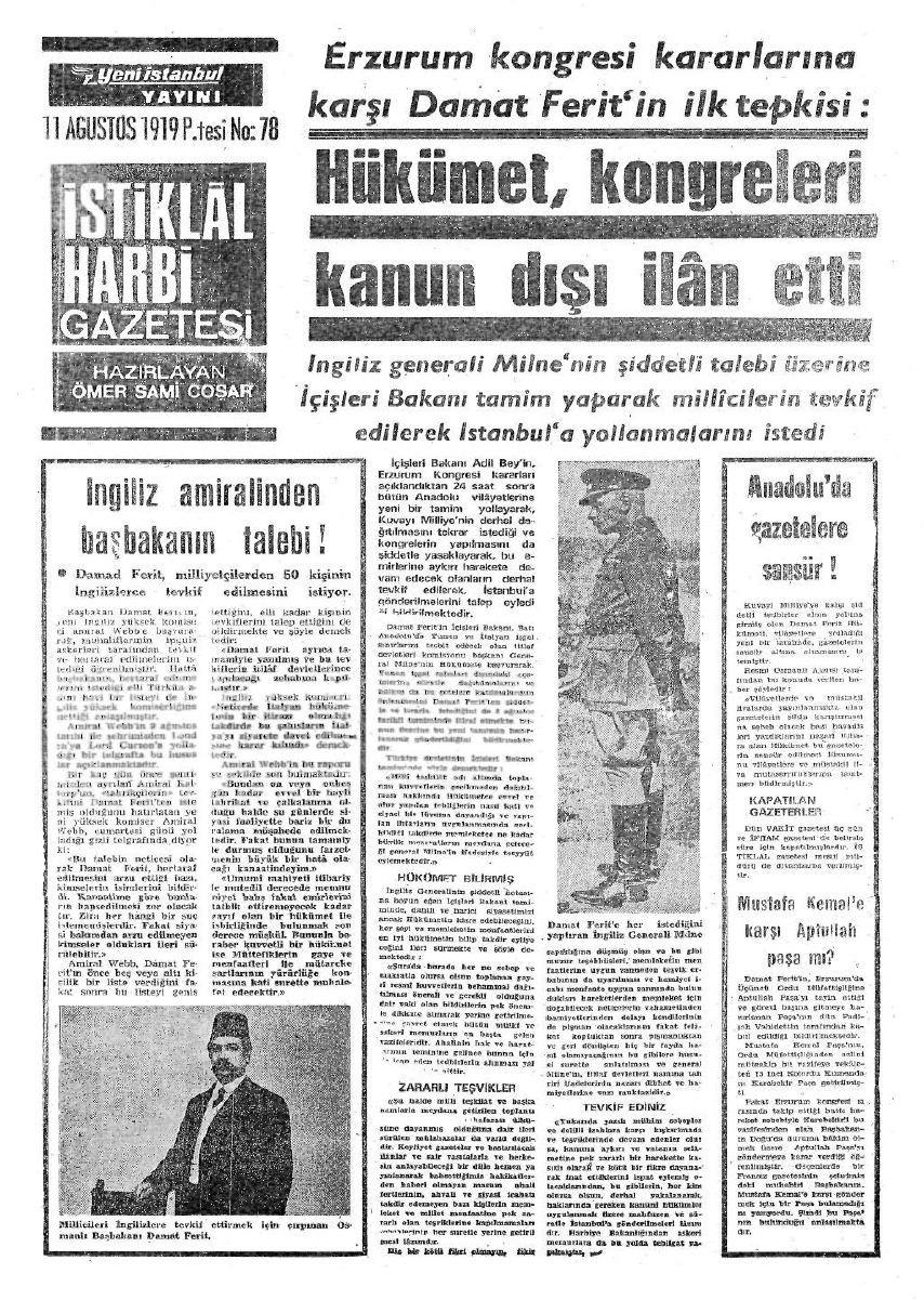 1919-1942 Yılları Arasında Yayımlanan Gazete Manşetleri 7