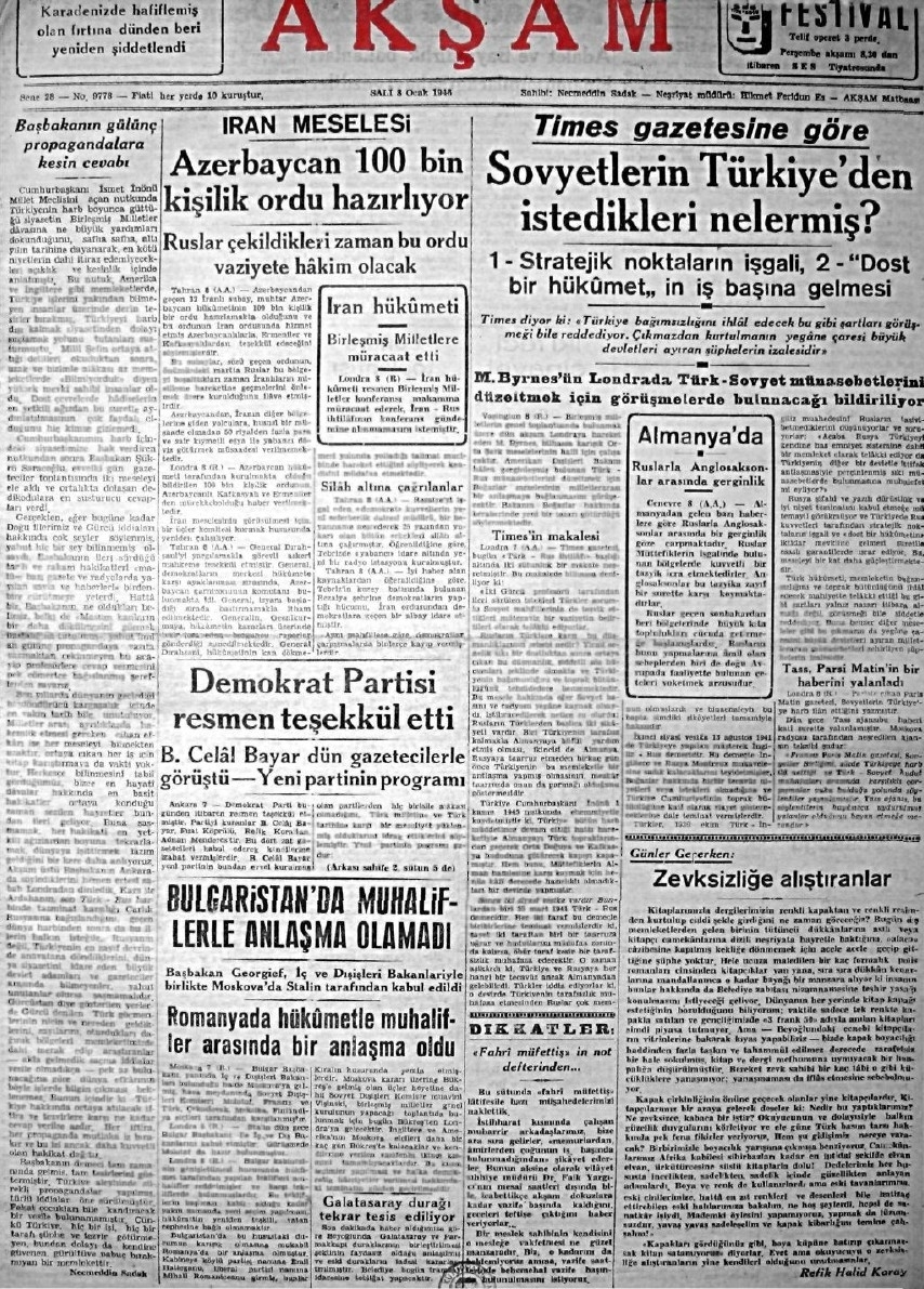 1943-1950 Yılları Arası Gazete Manşetleri 21