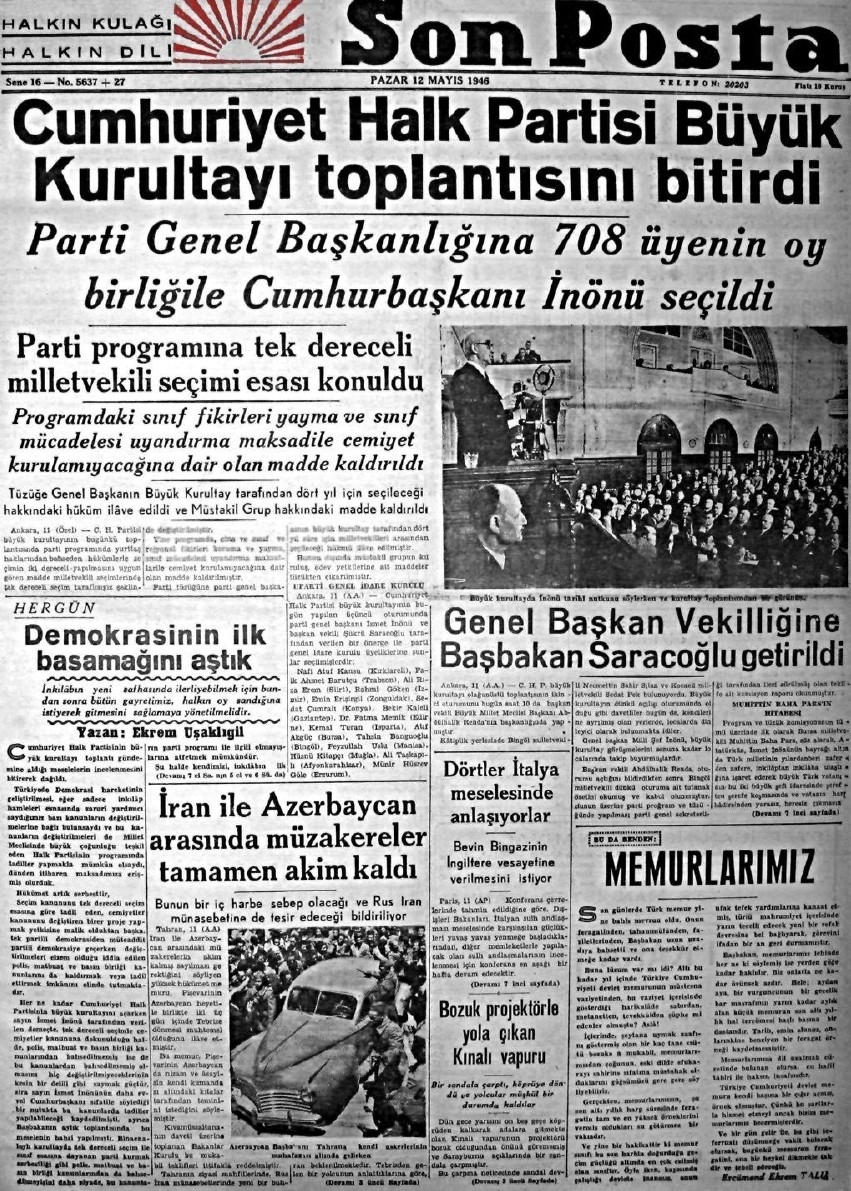1943-1950 Yılları Arası Gazete Manşetleri 22