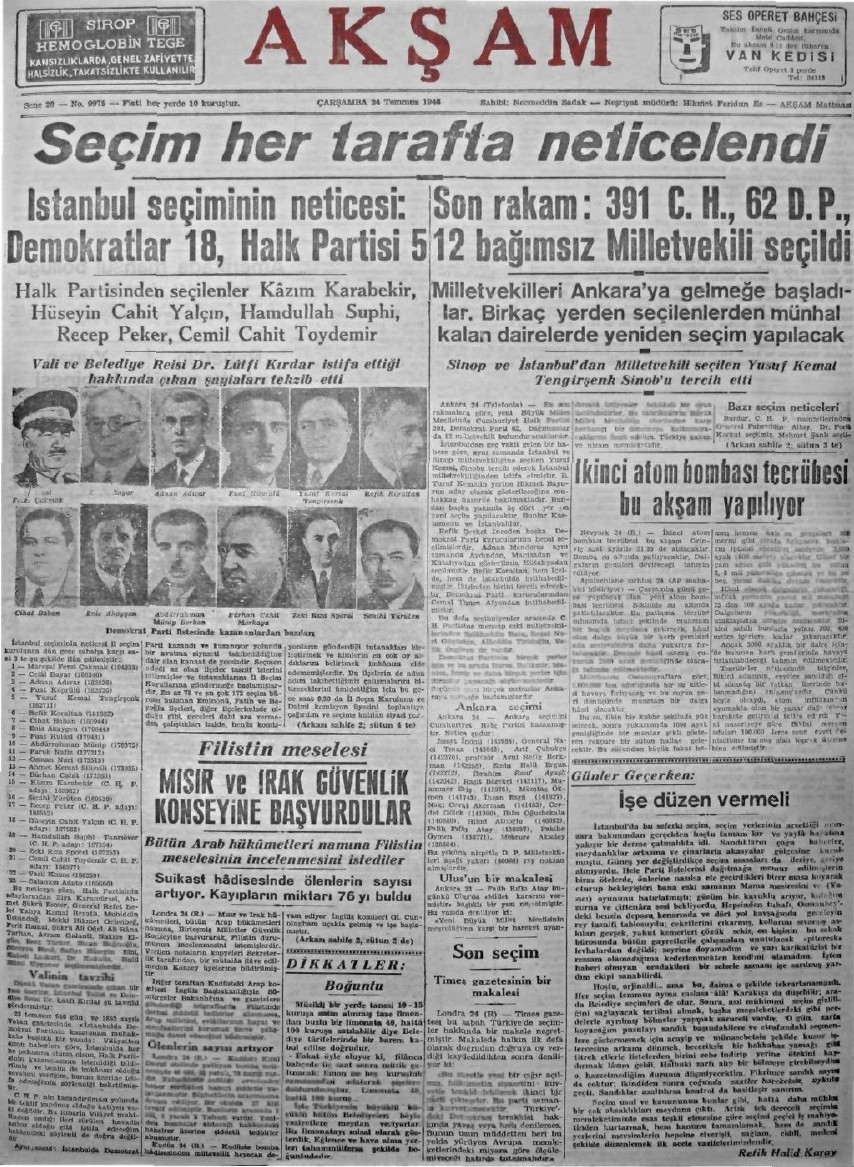 1943-1950 Yılları Arası Gazete Manşetleri 24
