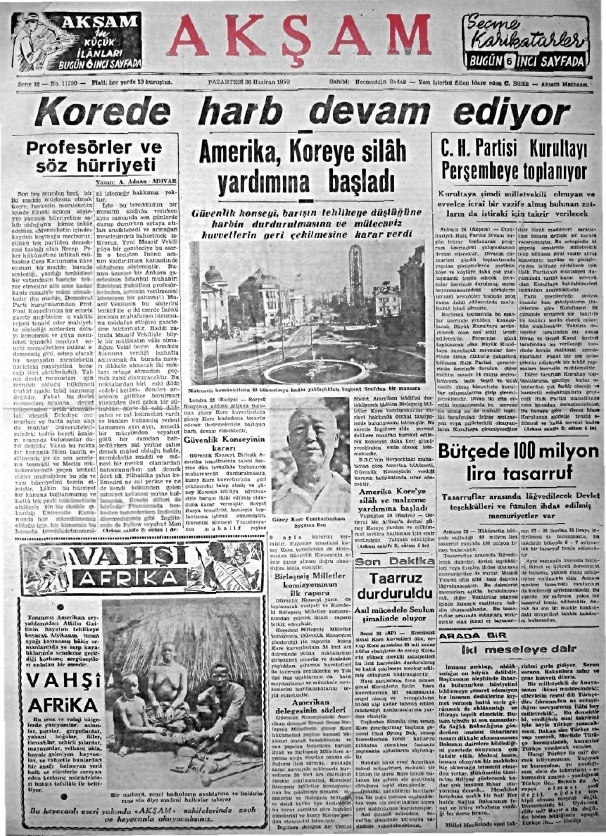 1943-1950 Yılları Arası Gazete Manşetleri 39