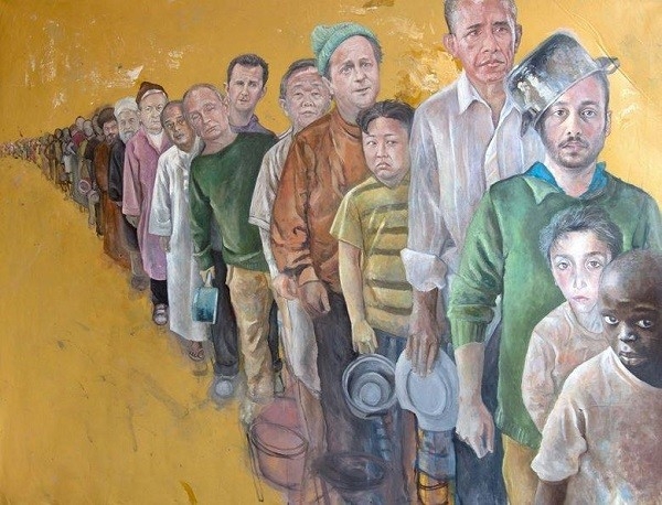Dünya Liderlerini Mülteci Olarak Çizen Suriyeli Sanatçı 12