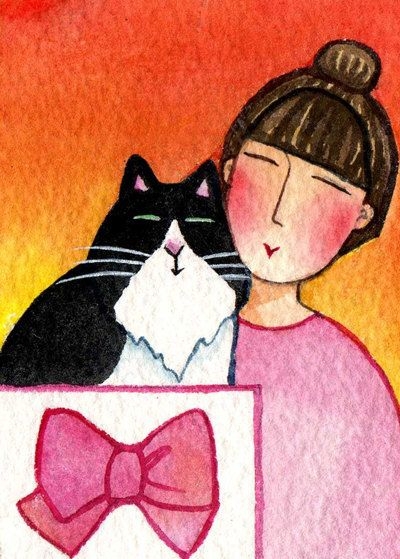 Kedili Kadınların Hayatlarını Aktaran Minimal Çizimler 7