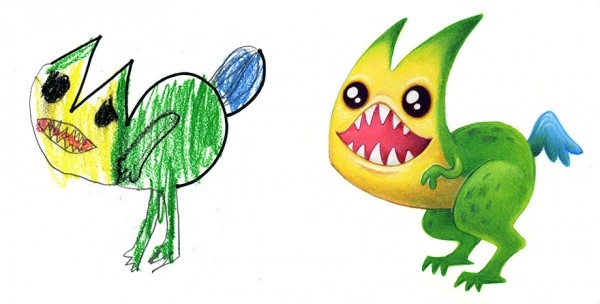 Çocuklarının Çizdiği Canavarları Çizgi Karakterlere Çeviren Sanatçı 5