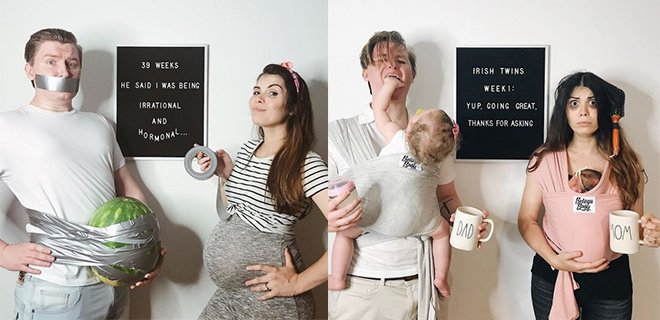 Hamileliği Komik Fotoğraflarla Anlatan Anne