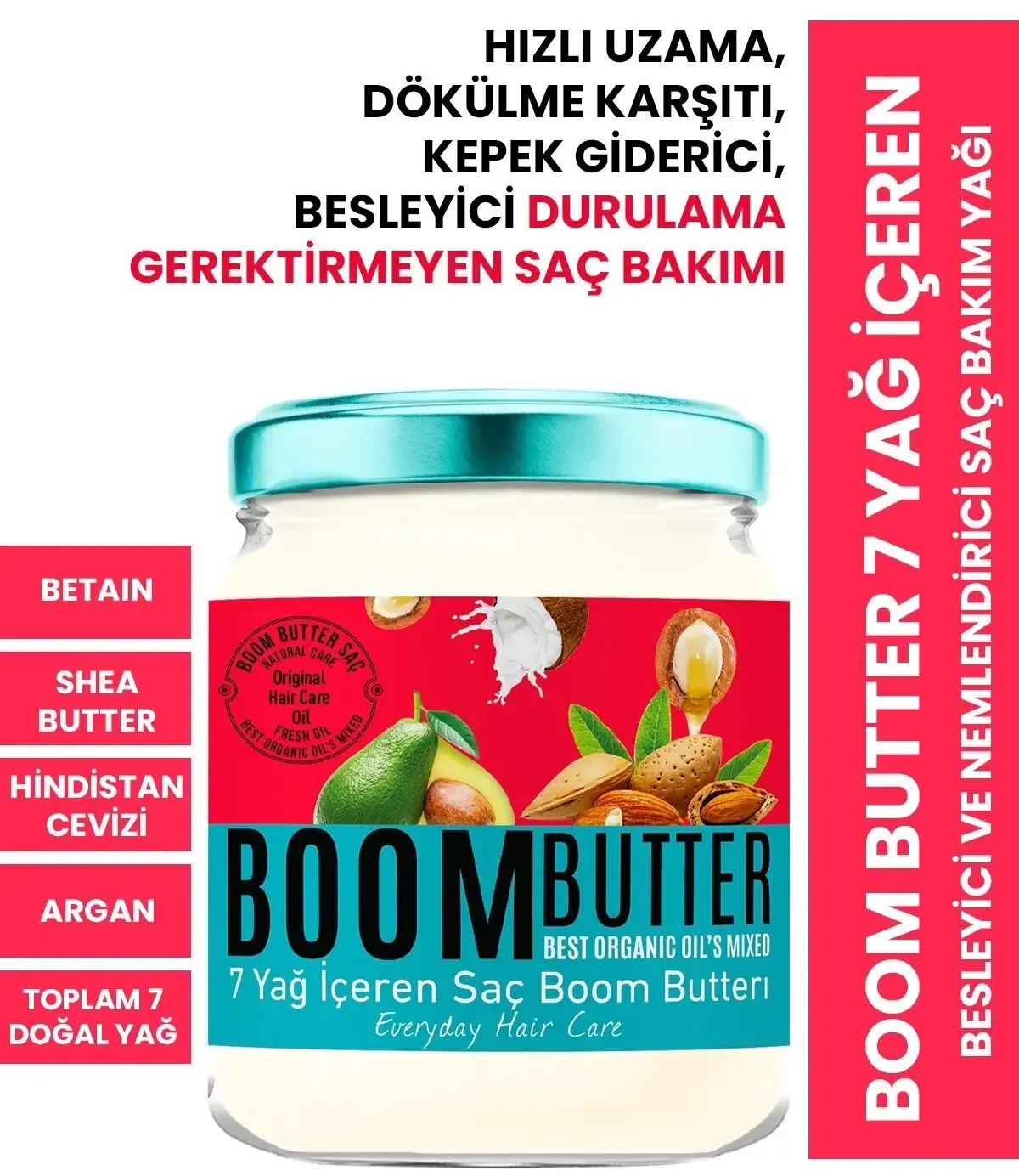 BOOM BUTTER 7 Yağ İçeren Besleyici ve Nemlendirici Saç Bakım Yağı